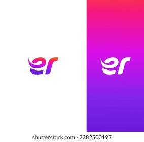 Letter ER, RE logo design template elements. Modern abstract digital alphabet letter logo.