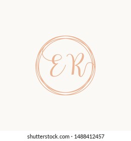 Letter ER logo template, Creative fashion logo design, couple letter , wedding concept -vector