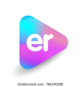 Letter ER logo in triangle shape and colorful background, letter combination logo design for business and company identity.
