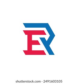 letter er simple geometric colorful linked logo vector 