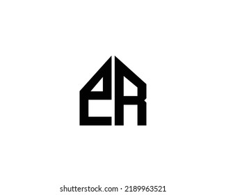Letter ER, RE Simple Home Shape Logo Design. Creative and Modern Vector Illustration on White Background.