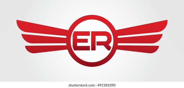 Letter ER Winged Logo Color Red