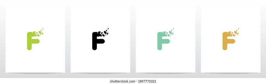 Letter Eroded Into Leaf Letter Logo Design F