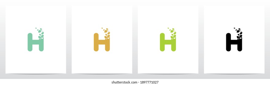 Letter Eroded Into Leaf Letter Logo Design H