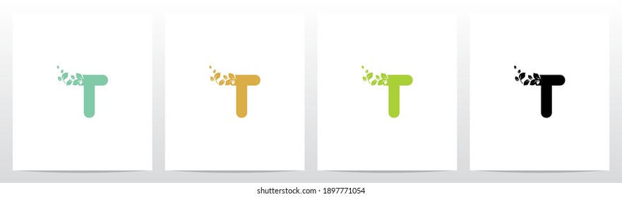 Letter Eroded Into Leaf Letter Logo Design T