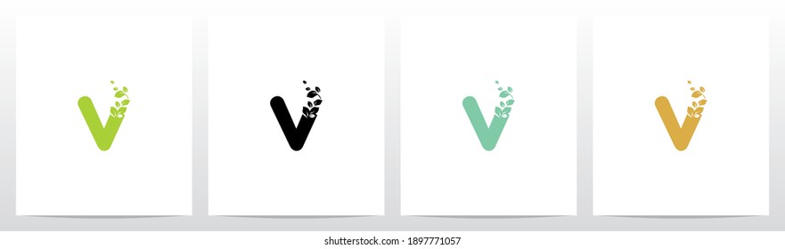 Letter Eroded Into Leaf Letter Logo Design V