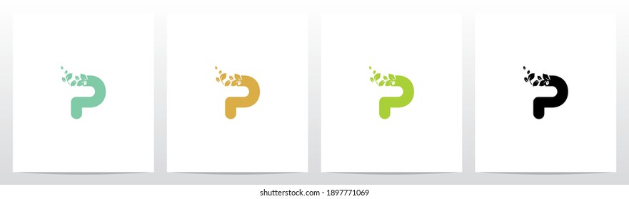 Letter Eroded Into Leaf Letter Logo Design P