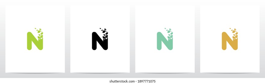 Letter Eroded Into Leaf Letter Logo Design N