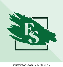 letter ES in a box with vector logo paint strokes