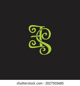 letter es curves green ribbon logo vector