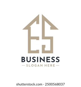 Letter ES Haus Logo für Immobilien Business Branding ES Property Management. Moderne Initialen AA-Logo-Design