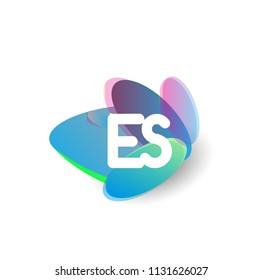 Letter ES logo with colorful splash background, letter combination logo design for creative industry, web, business and company.