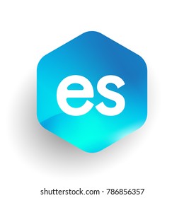 Letter ES logo in hexagon shape and colorful background, letter combination logo design for business and company identity.
