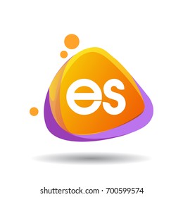 Letter ES logo in triangle splash and colorful background, letter combination logo design for creative industry, web, business and company.