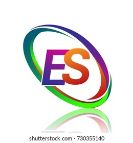 letter ES logotype design for company name colorful swoosh. vector logo for business and company identity.