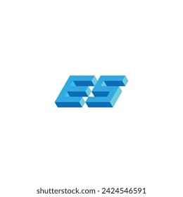 Letter ES modern, 3d geometric symbol simple logo vector