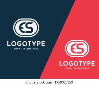 Letter ES, SE, E S, E or S Logo Design in Red and Blue Colors. Creative Modern initials Vector Icon Logo template for Business or, Corporate, Sports, E-Sports, Gaming.