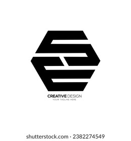 Letter Es or Se hexagon shape modern flat abstract creative monogram logo