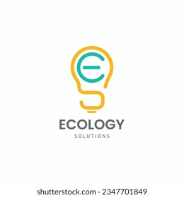 Letter ES or SE lightbulb shape minimal logo design vector icon illustration