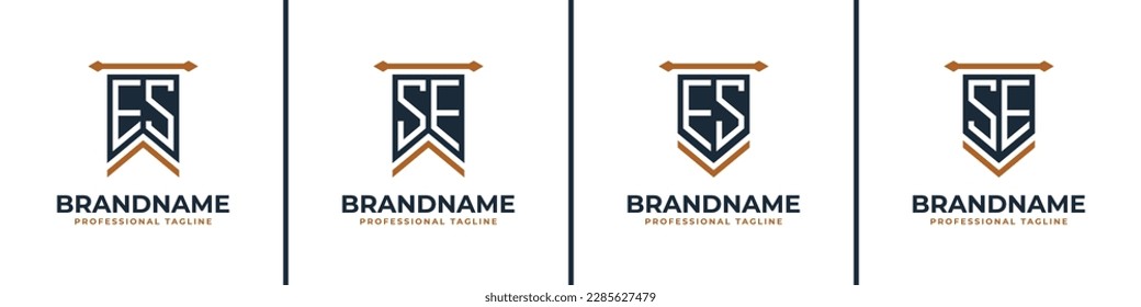 Letter ES and SE Pennant Flag Logo Set, Represent Victory. Suitable for any business with ES or SE initials.