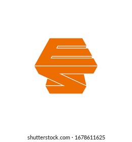 letter es simple geometric 3d flat design logo vector