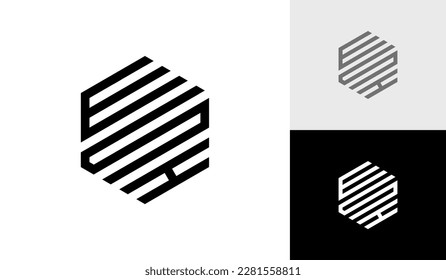 Letter ESH initial hexagon monogram logo design vector