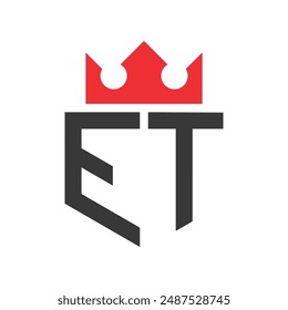 Logo de la corona ET. Plantilla de diseño de logotipo de la corona en la letra ET