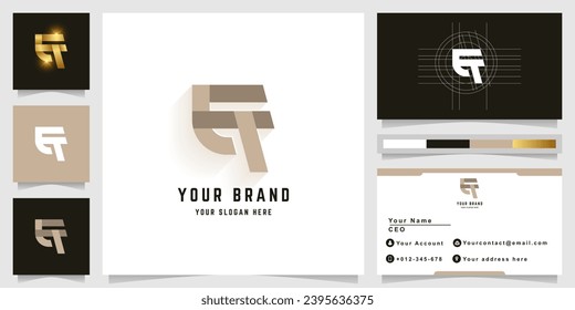 Letter ET or EF monogram logo with business card design