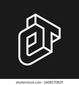 Letter ET Geometric 3d line style Logo, suitable for architecture, construction, buildings and company logos, vector illustration