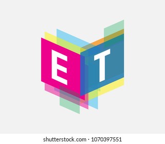 Letter ET logo with colorful geometric shape, letter combination logo design for creative industry, web, business and company.