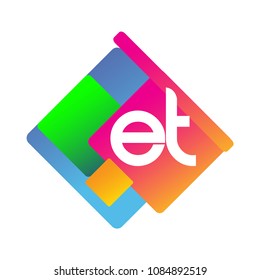 Letter ET logo with colorful geometric shape, letter combination logo design for creative industry, web, business and company.