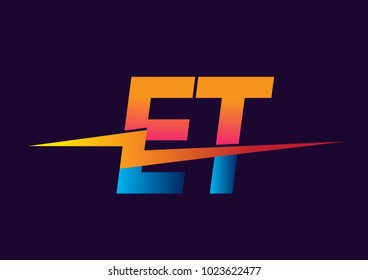 Letter ET logo with Lightning icon, letter combination Power Energy Logo design for Creative Power ideas, web, business and company.