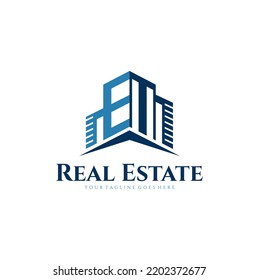 Letter ET Real Estate Logo Design vector