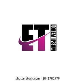Letter ET simple logo design vector