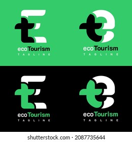 Letter ET, TE, E T Logo Design. On White And Green Color. Simple, Luxury, And Elegant Logo Illustration Vector