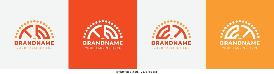 Letter ET and TE Sunrise  Logo Set, suitable for any business with ET or TE initials.