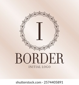 letter I ethnic border initial logo with soft gradient background
