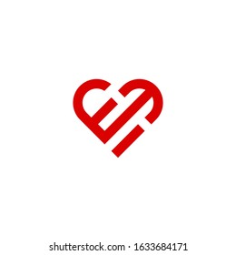 Letter eti initial love logo vector