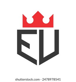 Letter EU Crown Logo. Crown on Letter EU Logo Design Template