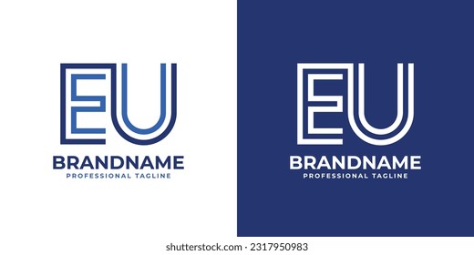 Letter EU Line Monogram Logo, suitable for any business with EU or UE initials.