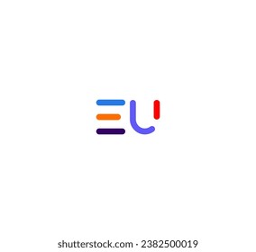 Letter EU, UE logo design template elements. Modern abstract digital alphabet letter logo.