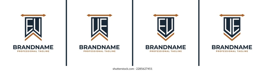 Letter EU and UE Pennant Flag Logo Set, Represent Victory. Suitable for any business with EU or UE initials.