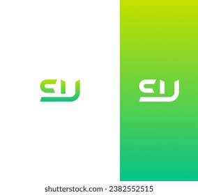 Letter EU, UE, SU, US logo design template elements. Modern abstract digital alphabet letter logo.