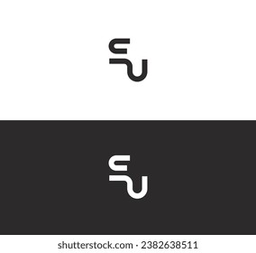 Letter EU, UE, SU, US logo design template elements. Modern abstract digital alphabet letter logo.