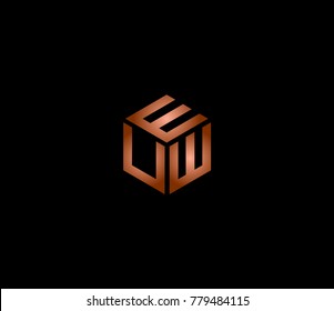 Letter EUW logo. 
three letter icon. hexagon logo