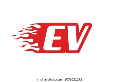 Letter EV or E V fire logo vector illustration. Speed flame icon for your project, company or application.