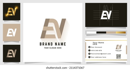 Letter EV or EN monogram logo with business card design
