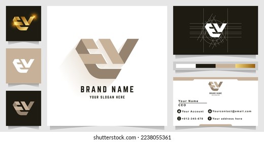 Logotipo de monograma de carta EV o EY con diseño de tarjeta de visita