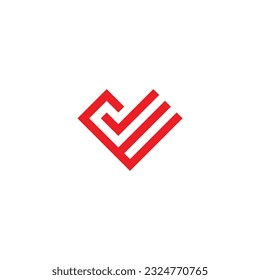 Letter Ev heart, square geometric symbol simple logo vector