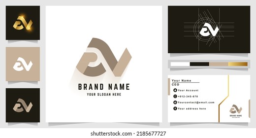 Letter aN or eV monogram logo with business card design